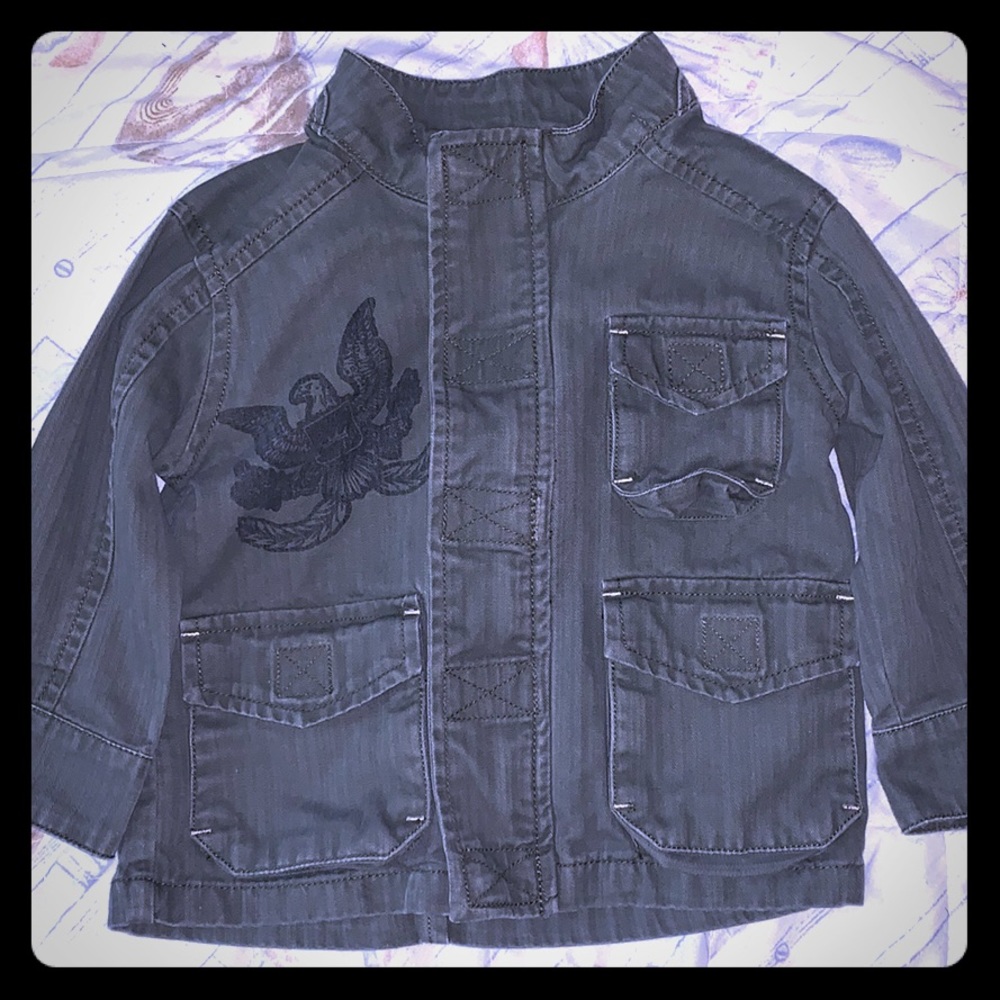 Boys sz 12 month olive green military jacket